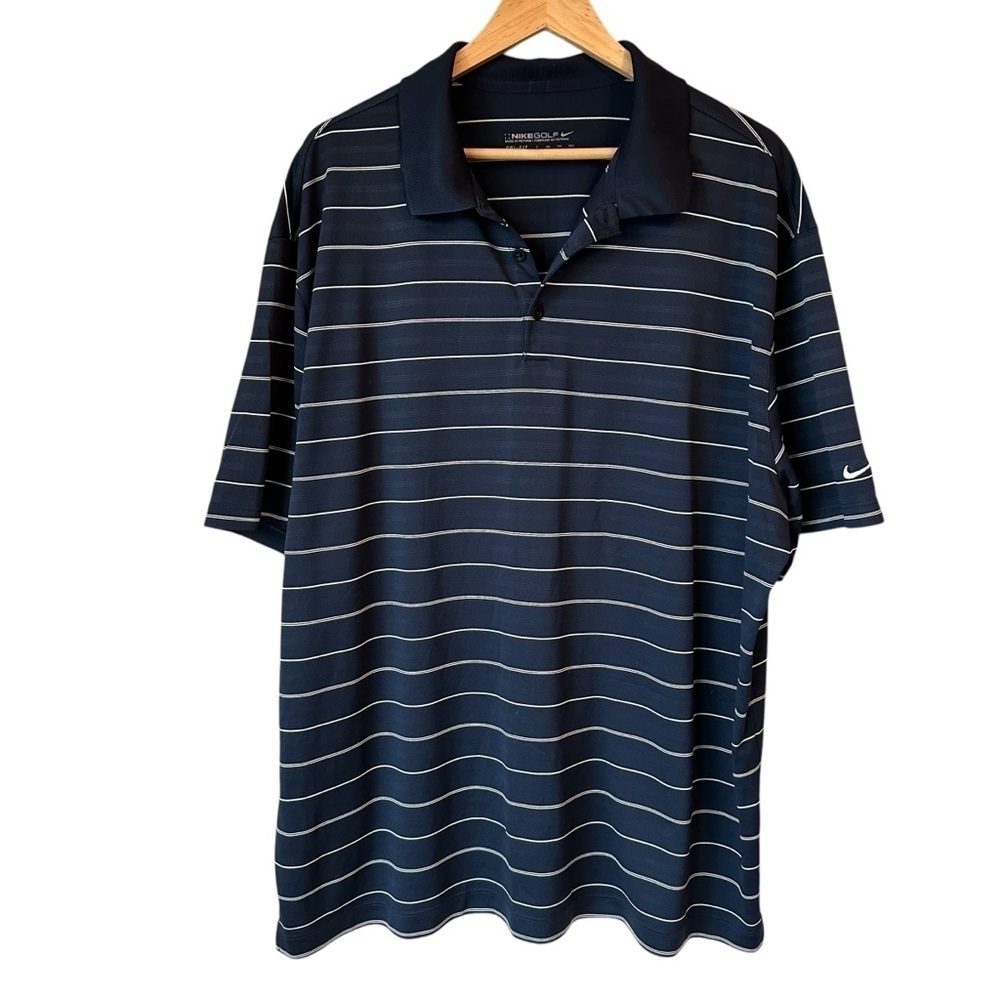 Nike Golf Men's Dri-Fit Navy Striped Polo Shirt, XXL